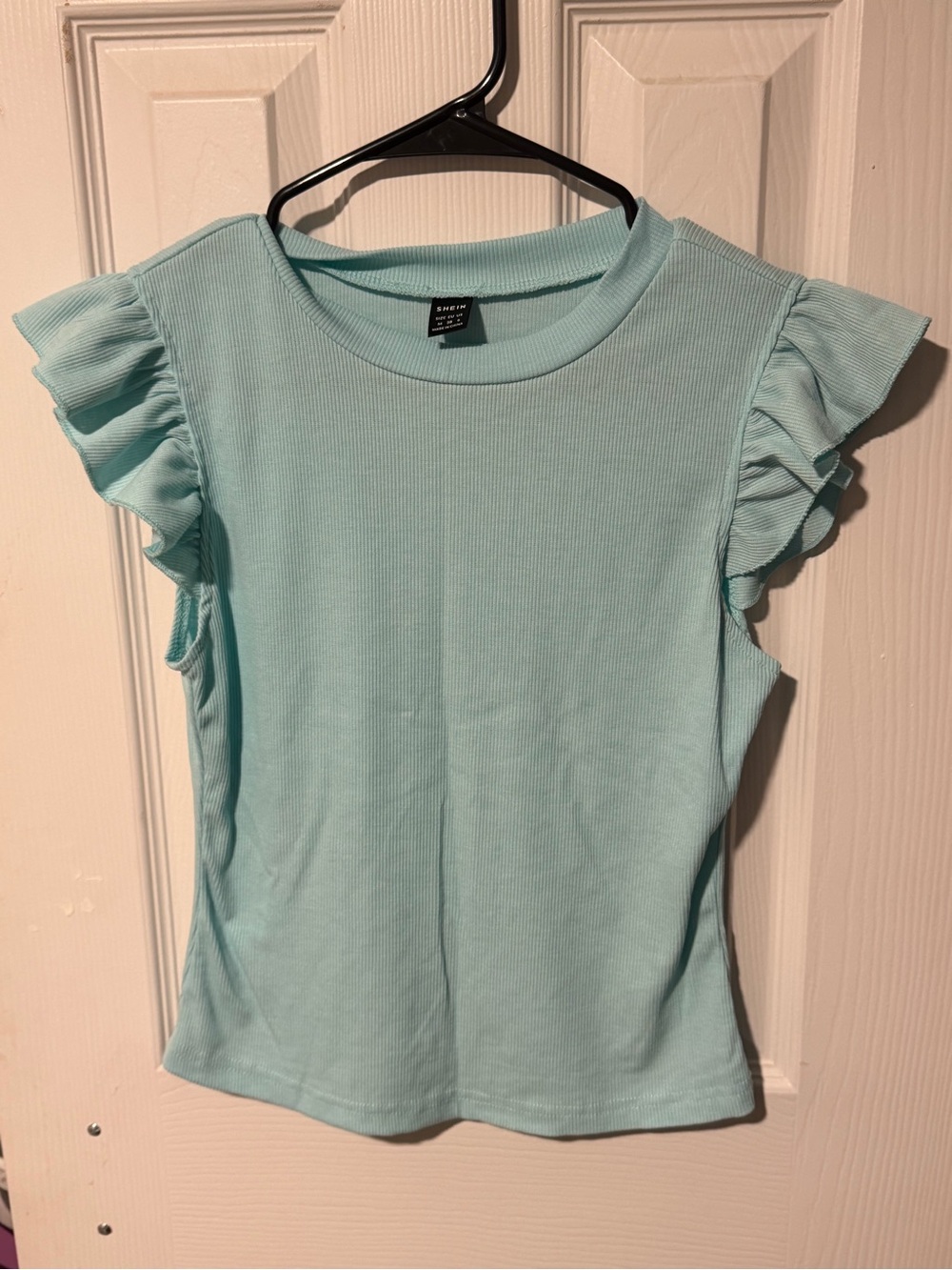 Cute Ruffle Sleeve Tank Top - Light Teal